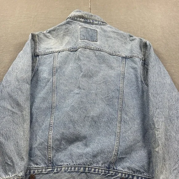 Levis Jacket Mens Medium* Denim Button Up Trucker Workwear Type 3 Blue Biker - Picture 5 of 11